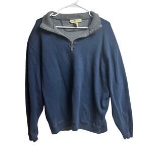 Joe Marlin Quarter Zip Pullover Men's Sweater Blue Gray 100% Cotton XL